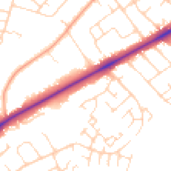 Daytime road noise heatmap for NR4 6AR