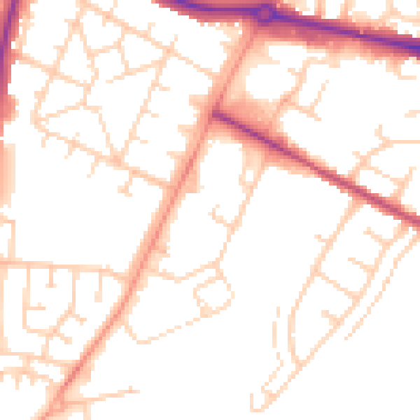 Daytime road noise heatmap for NR4 6AT
