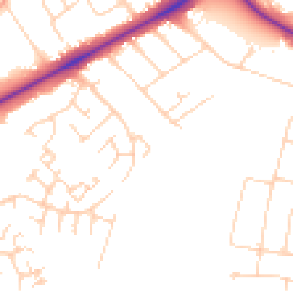 Daytime road noise heatmap for NR4 6AW