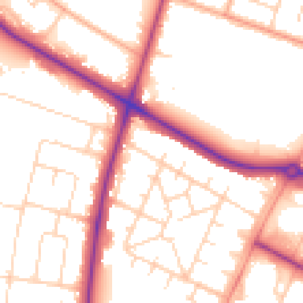 Daytime road noise heatmap for NR4 6BD