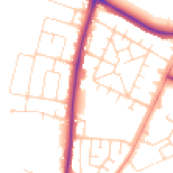 Daytime road noise heatmap for NR4 6BF