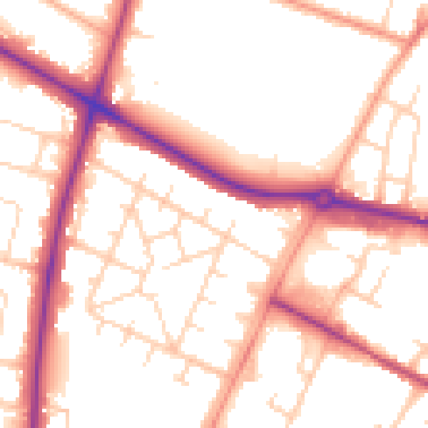 Daytime road noise heatmap for NR4 6BG