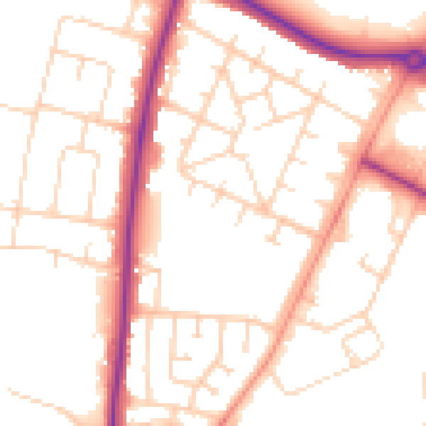 Daytime road noise heatmap for NR4 6BT