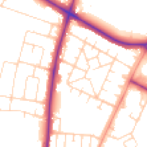 Daytime road noise heatmap for NR4 6BZ