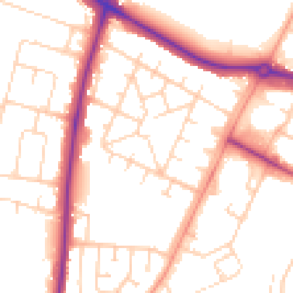 Daytime road noise heatmap for NR4 6DA
