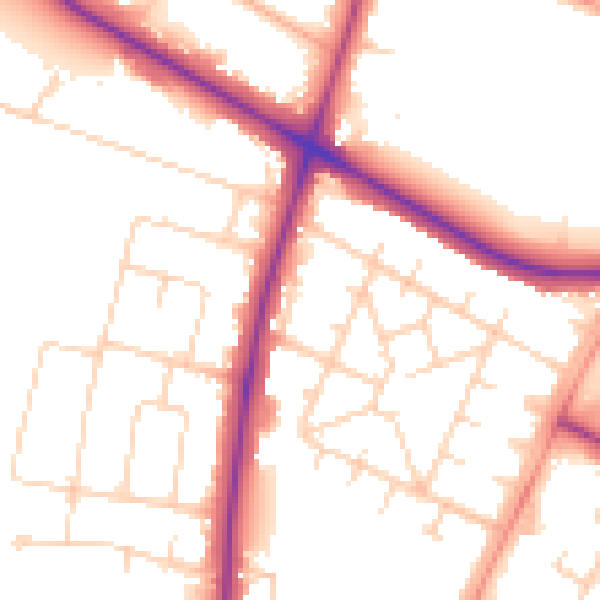 Daytime road noise heatmap for NR4 6DD
