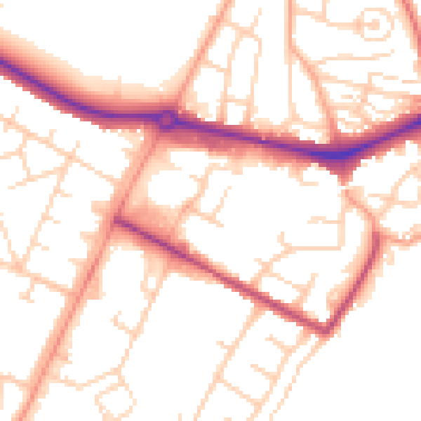 Daytime road noise heatmap for NR4 6DJ