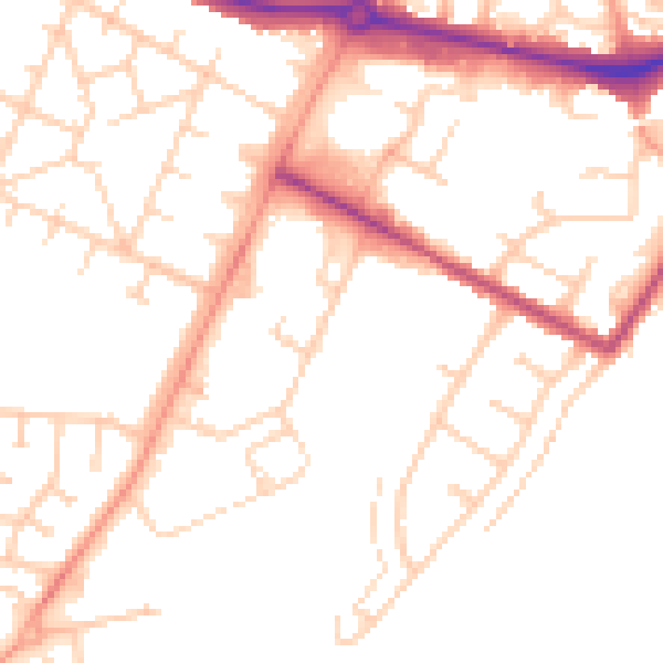 Daytime road noise heatmap for NR4 6DQ