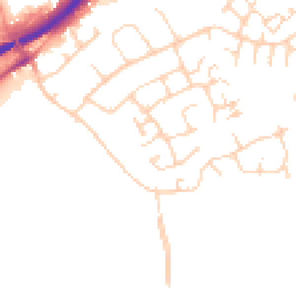Daytime road noise heatmap for NR4 6EY