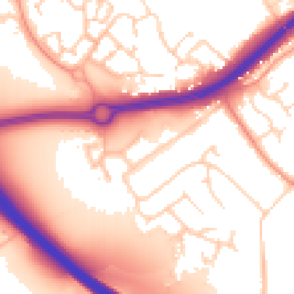 Daytime road noise heatmap for NR4 6FN