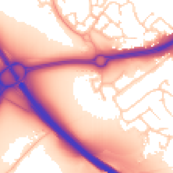 Daytime road noise heatmap for NR4 6FZ