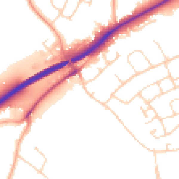 Daytime road noise heatmap for NR4 6NW