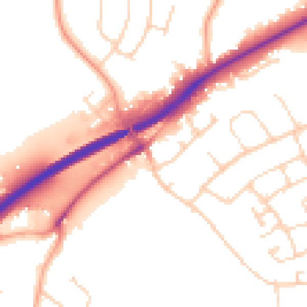 Daytime road noise heatmap for NR4 6NZ