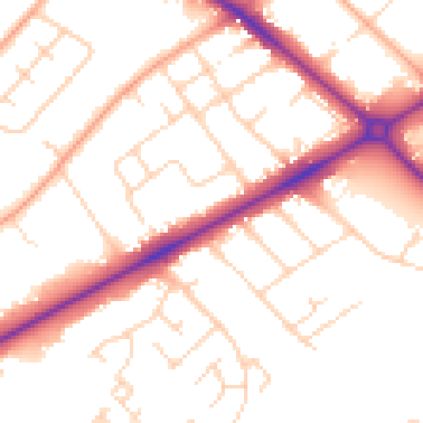 Daytime road noise heatmap for NR4 6SY