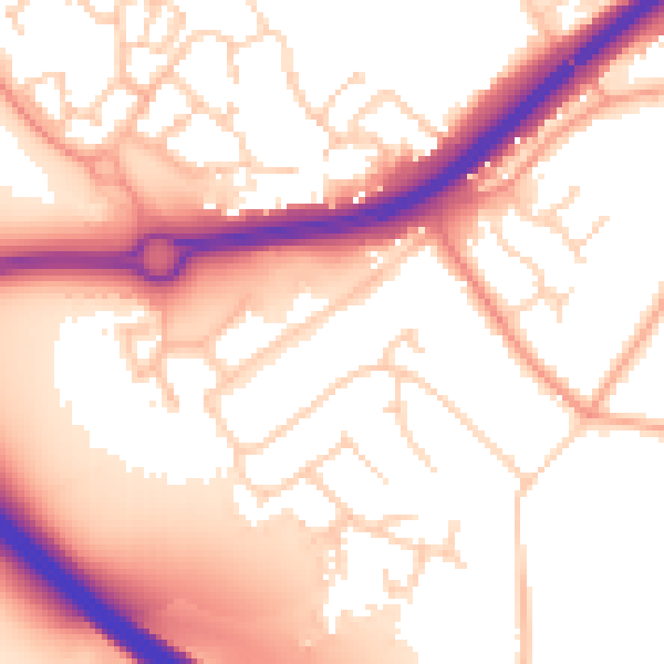 Daytime road noise heatmap for NR4 6TA