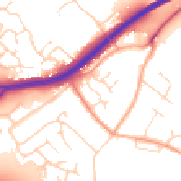 Daytime road noise heatmap for NR4 6UA