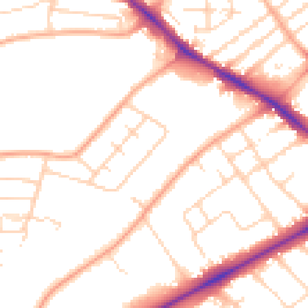 Daytime road noise heatmap for NR4 7DE