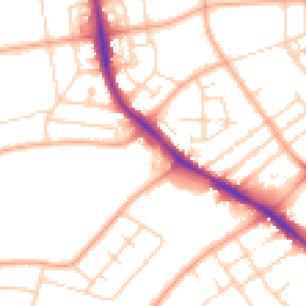 Daytime road noise heatmap for NR4 7EJ