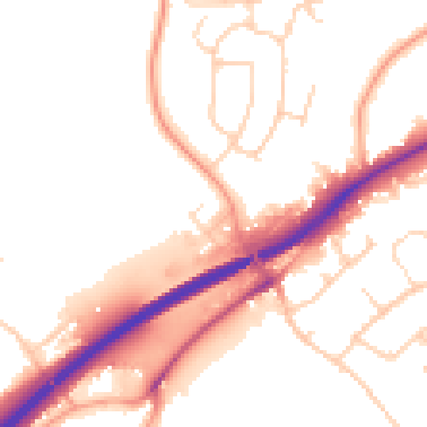 Daytime road noise heatmap for NR4 7FJ