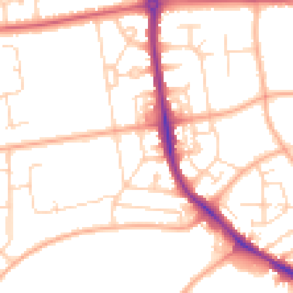 Daytime road noise heatmap for NR4 7JB