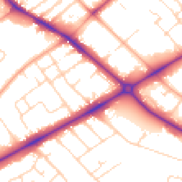 Daytime road noise heatmap for NR4 7PP