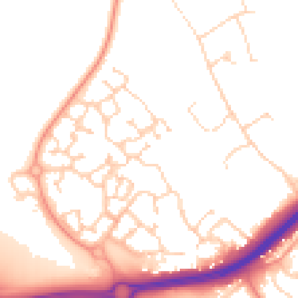 Daytime road noise heatmap for NR4 7SG