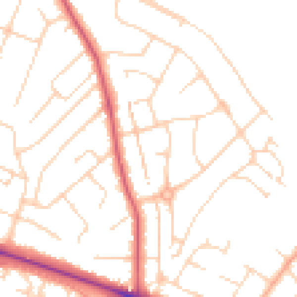 Daytime road noise heatmap for NR5 0BQ