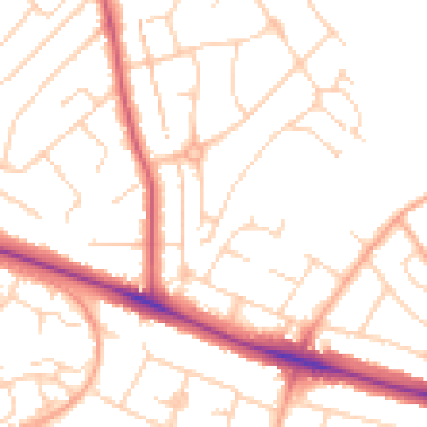 Daytime road noise heatmap for NR5 0DW