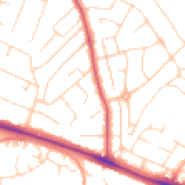 Daytime road noise heatmap for NR5 0DZ
