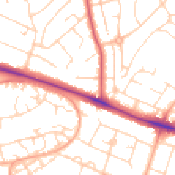 Daytime road noise heatmap for NR5 0EB