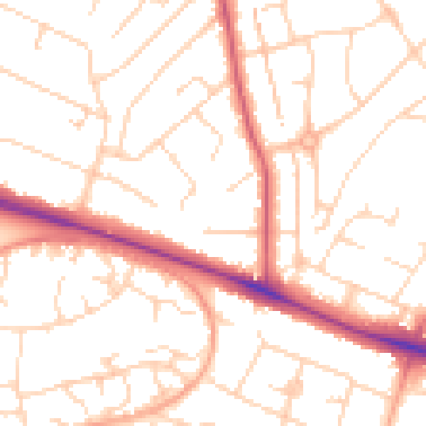 Daytime road noise heatmap for NR5 0EE