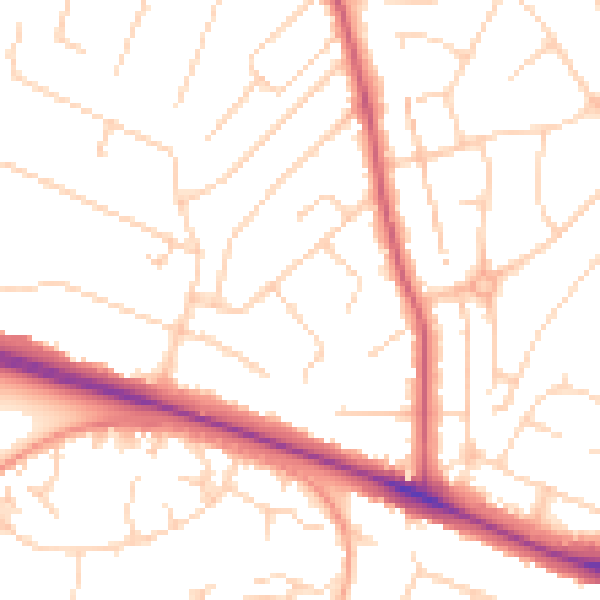 Daytime road noise heatmap for NR5 0EJ