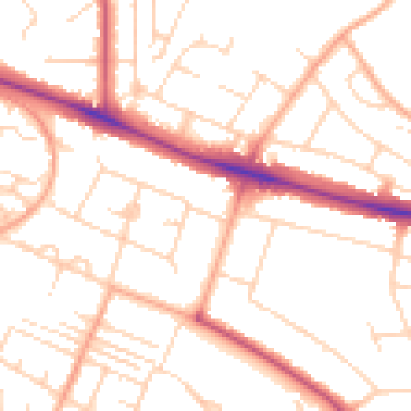 Daytime road noise heatmap for NR5 8TJ