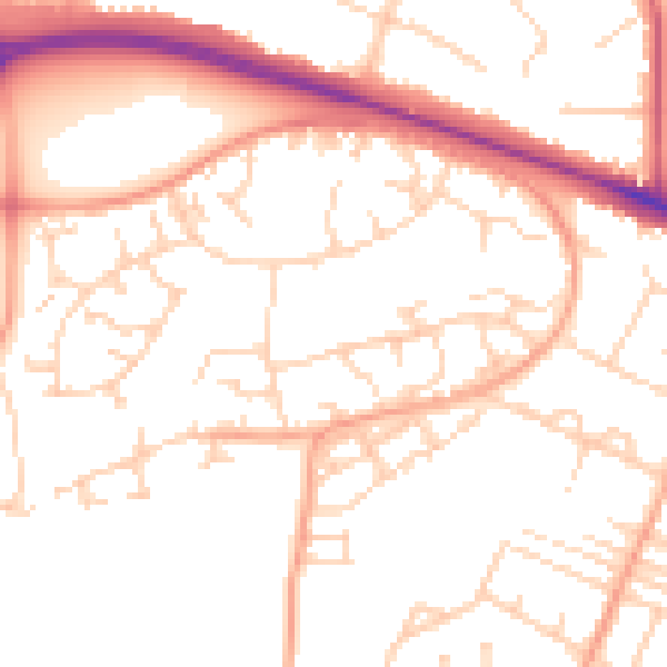 Daytime road noise heatmap for NR5 9AN