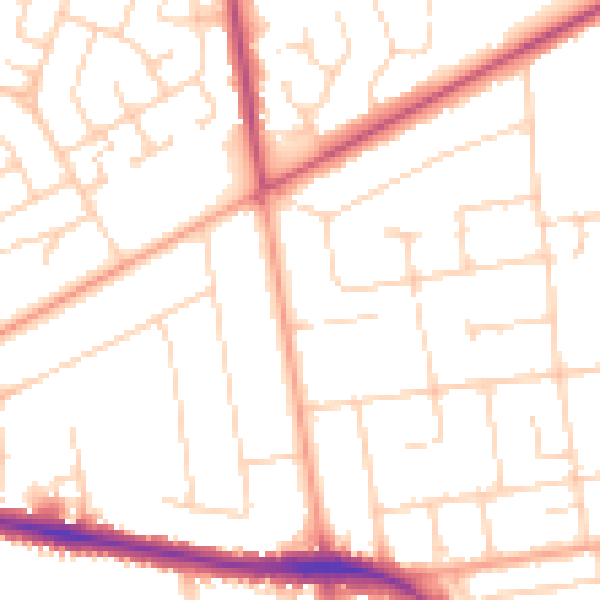 Daytime road noise heatmap for NR7 0AB