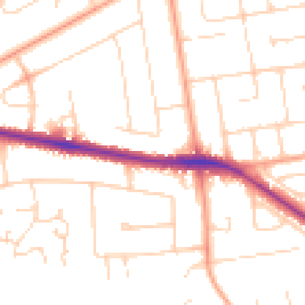 Daytime road noise heatmap for NR7 0AN