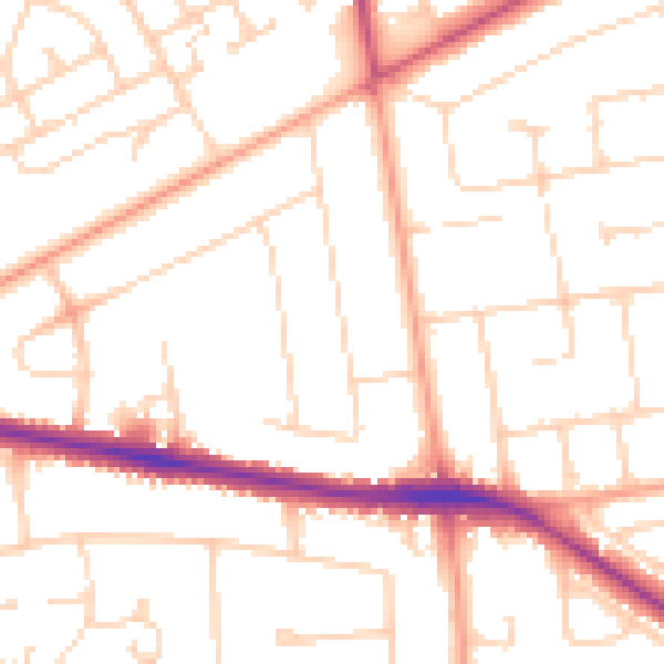Daytime road noise heatmap for NR7 0AT
