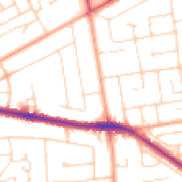 Daytime road noise heatmap for NR7 0AX