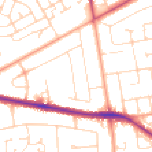 Daytime road noise heatmap for NR7 0BA