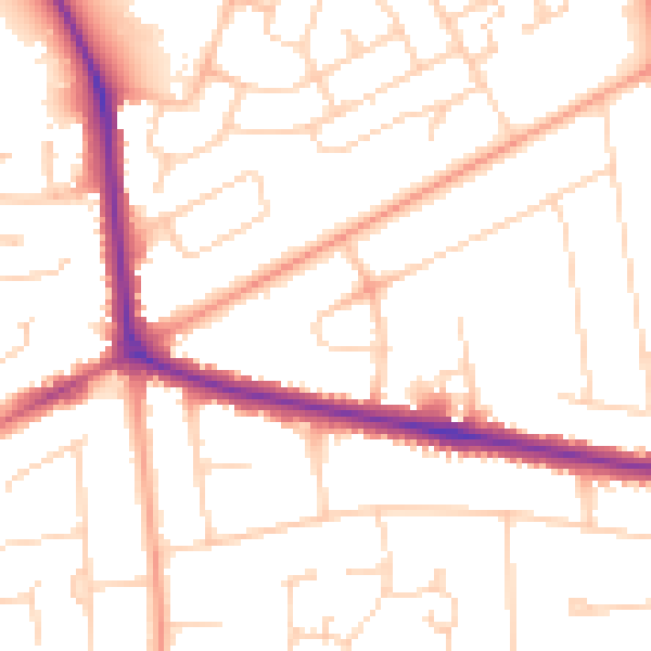 Daytime road noise heatmap for NR7 0BB