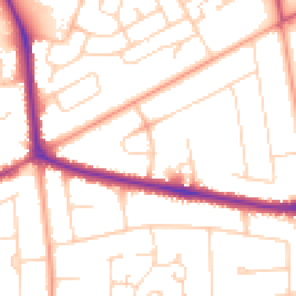 Daytime road noise heatmap for NR7 0BD