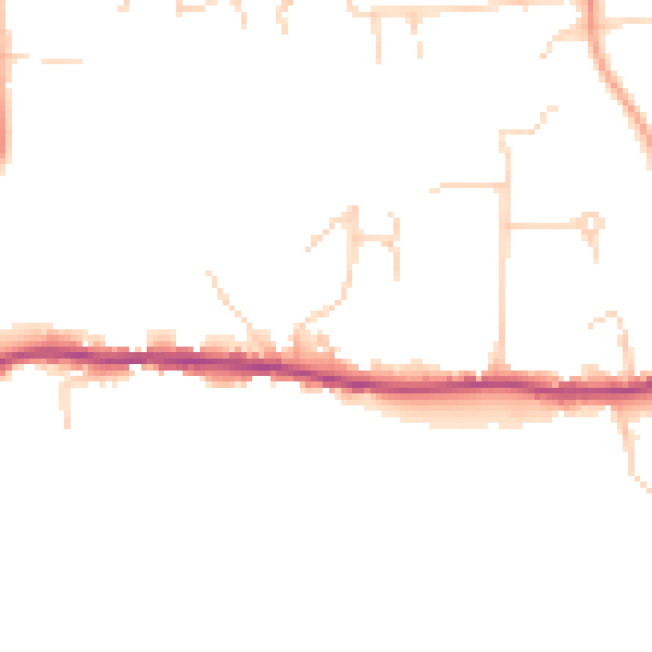 Daytime road noise heatmap for NR7 0BJ
