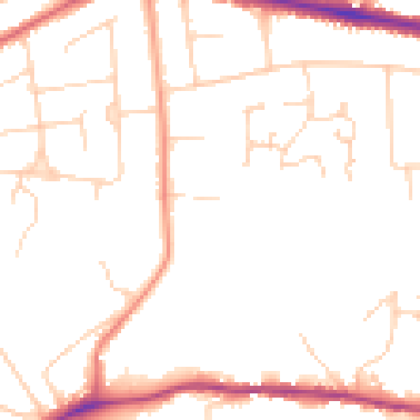 Daytime road noise heatmap for NR7 0BL