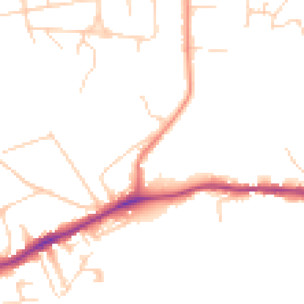 Daytime road noise heatmap for NR7 0BQ
