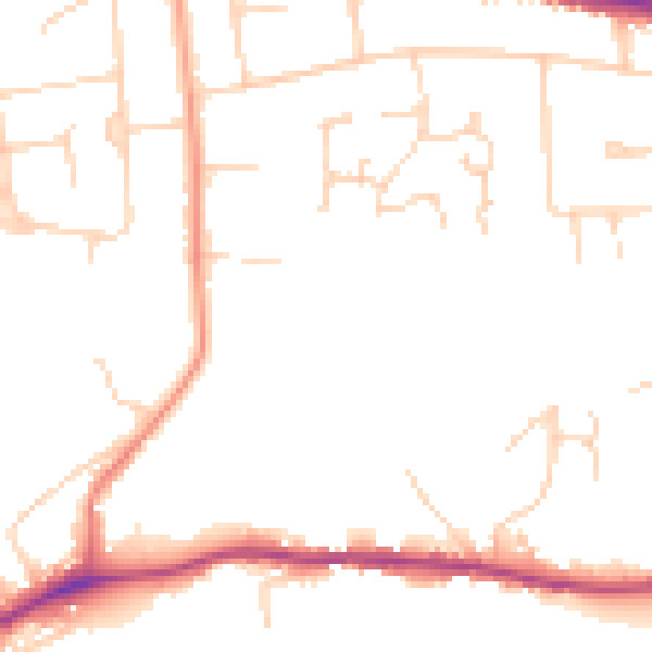 Daytime road noise heatmap for NR7 0BT