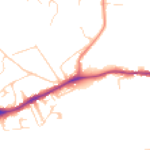 Daytime road noise heatmap for NR7 0BU