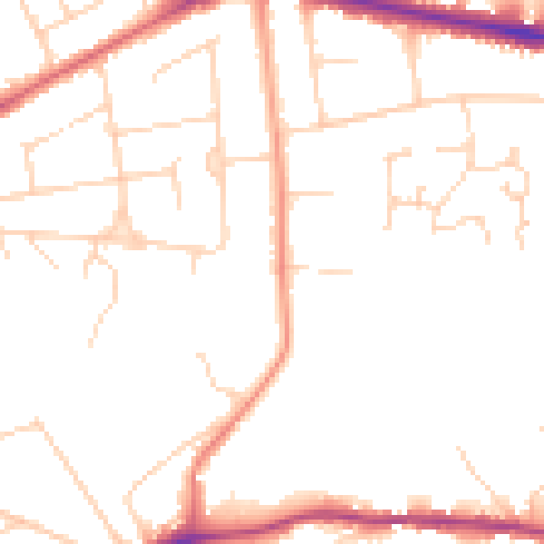 Daytime road noise heatmap for NR7 0BW