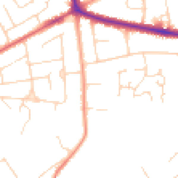 Daytime road noise heatmap for NR7 0BX