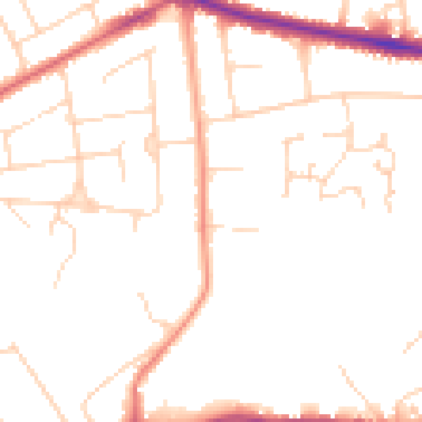 Daytime road noise heatmap for NR7 0BY