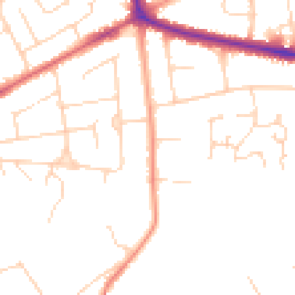 Daytime road noise heatmap for NR7 0BZ